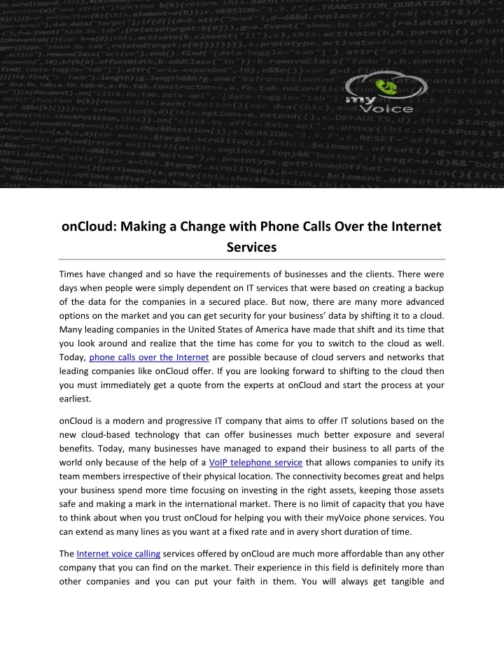 oncloud making a change with phone calls over