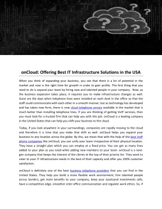 oncloud offering best it infrastructure solutions