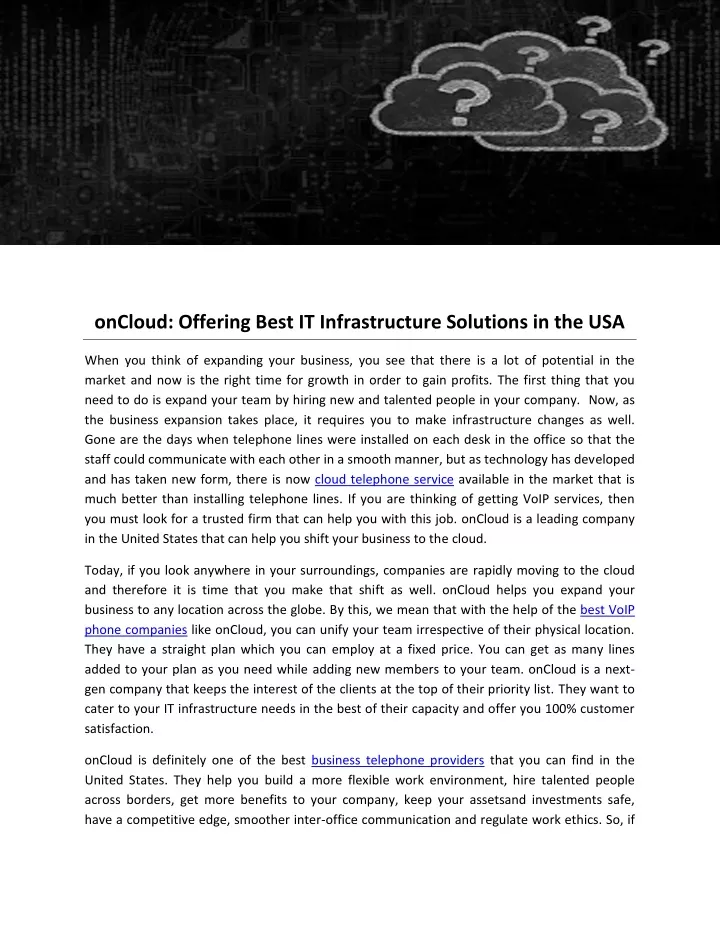 oncloud offering best it infrastructure solutions