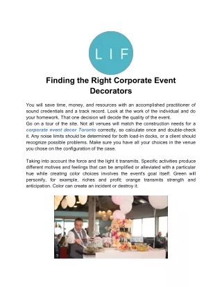 Finding the Right Corporate Event Decorators