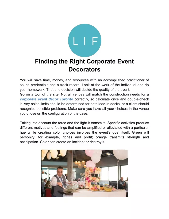 finding the right corporate event decorators