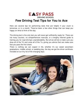 few driving test tips for you to ace