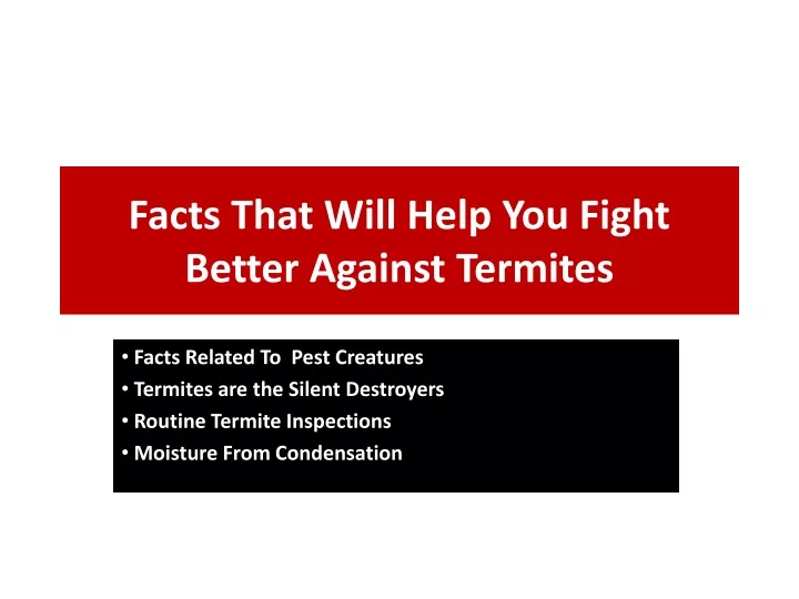 facts that will help you fight better against termites