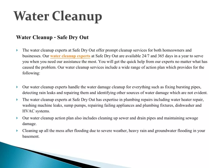 water cleanup