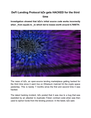 defi lending protocol bzx gets hacked