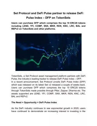 set protocol and defi pulse partner to release