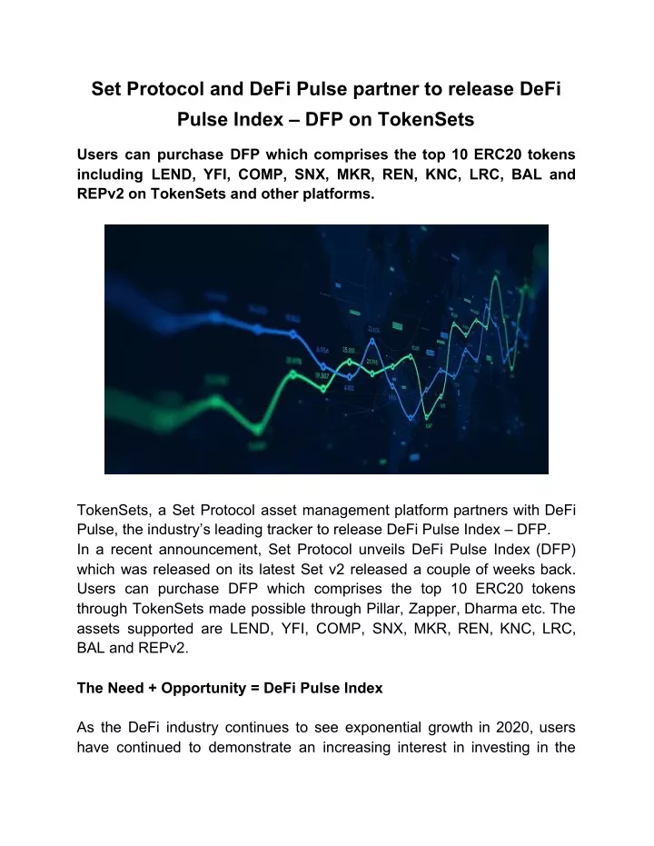 set protocol and defi pulse partner to release