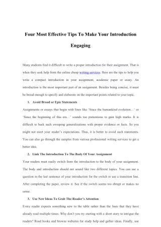 four most effective tips to make your introduction