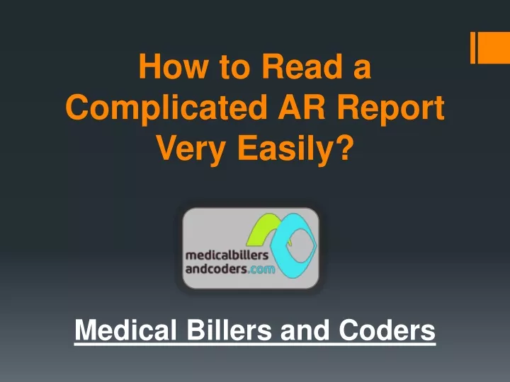how to read a complicated ar report very easily
