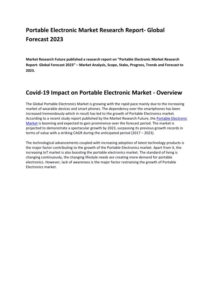 portable electronic market research report global