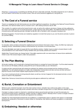 10 Managerial Things to Find Out About Funeral in Chicago