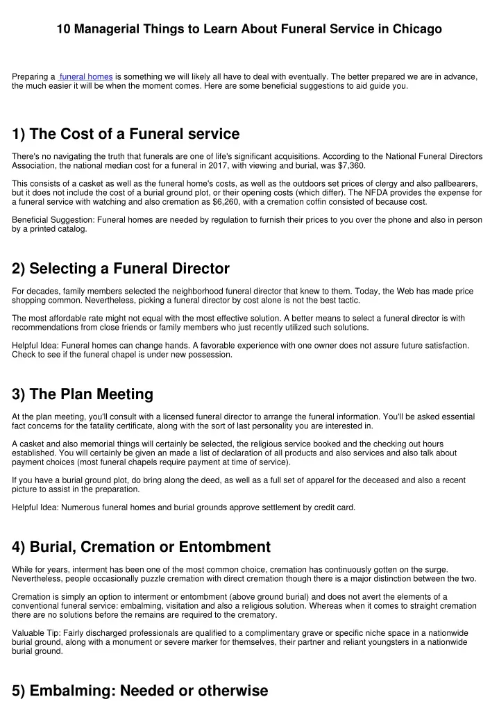 10 managerial things to learn about funeral