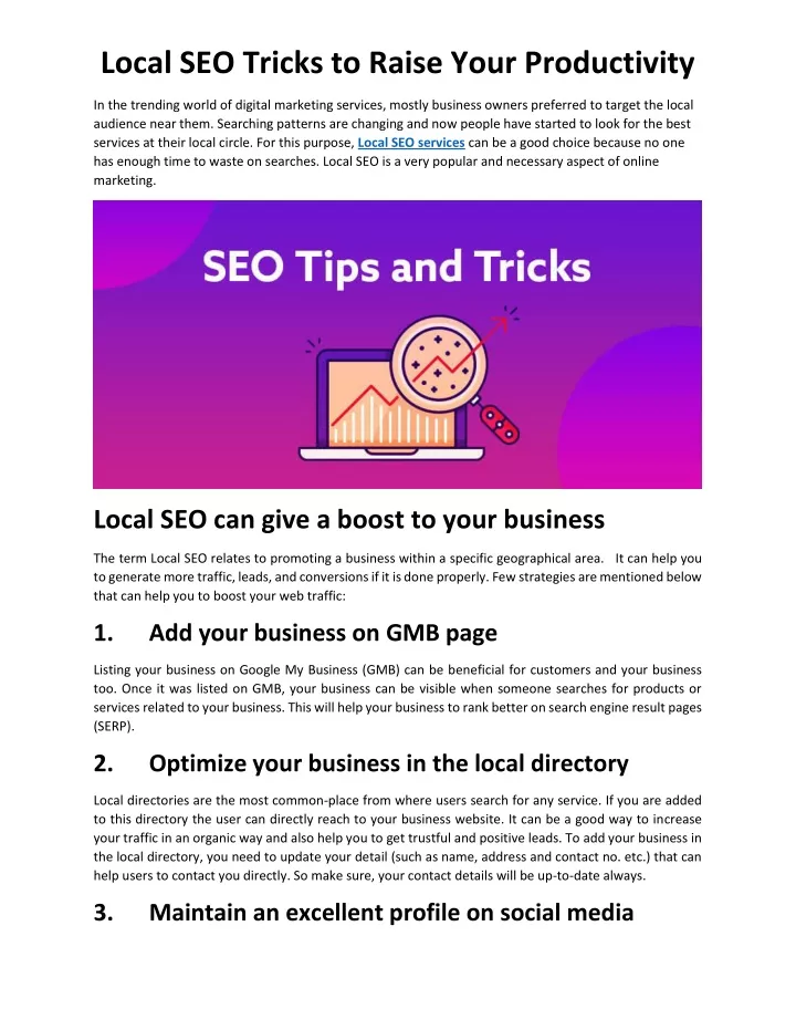 local seo tricks to raise your productivity