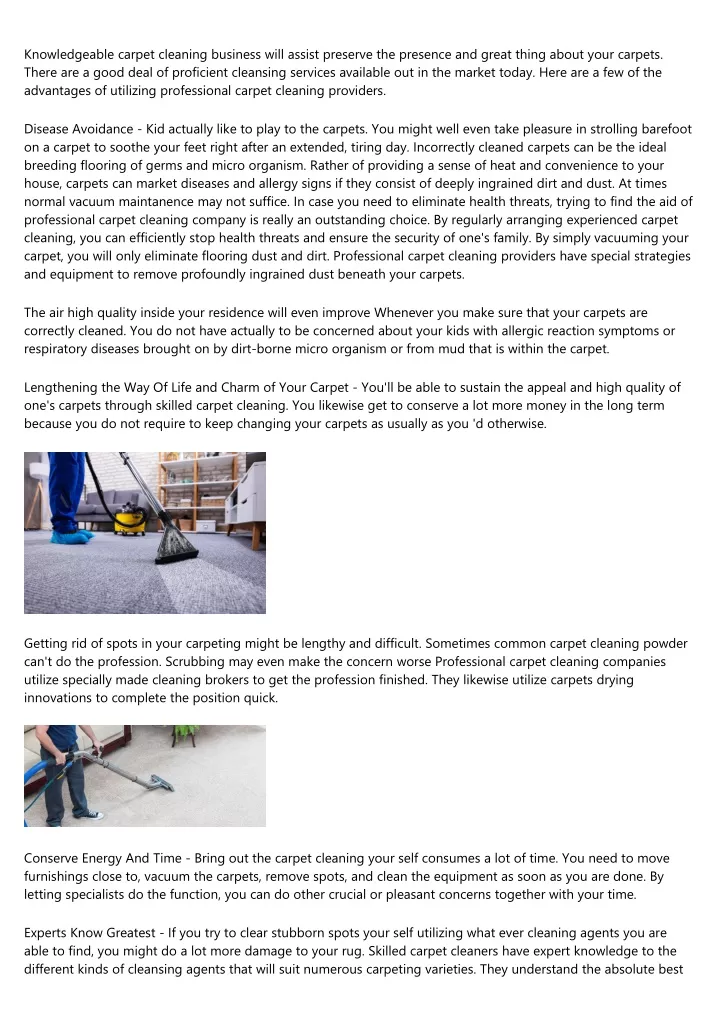 knowledgeable carpet cleaning business will