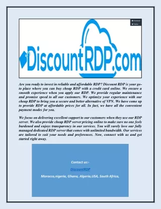 Buy Cheap RDP with credit card Online | Discountrdp.com