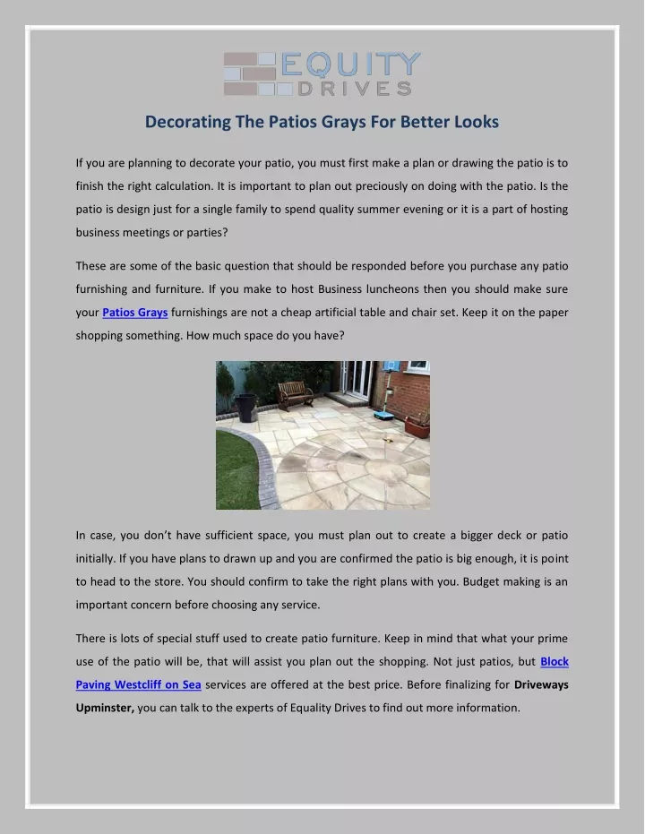 decorating the patios grays for better looks