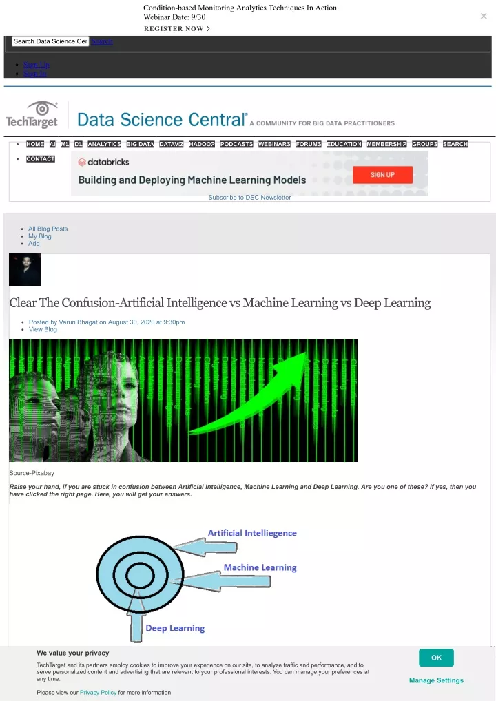 condition based monitoring analytics techniques