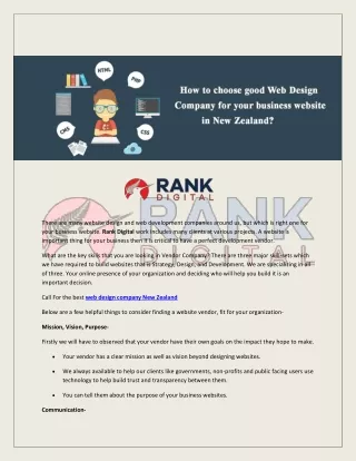 How to choose good web Design Company for your business website in New Zealand?