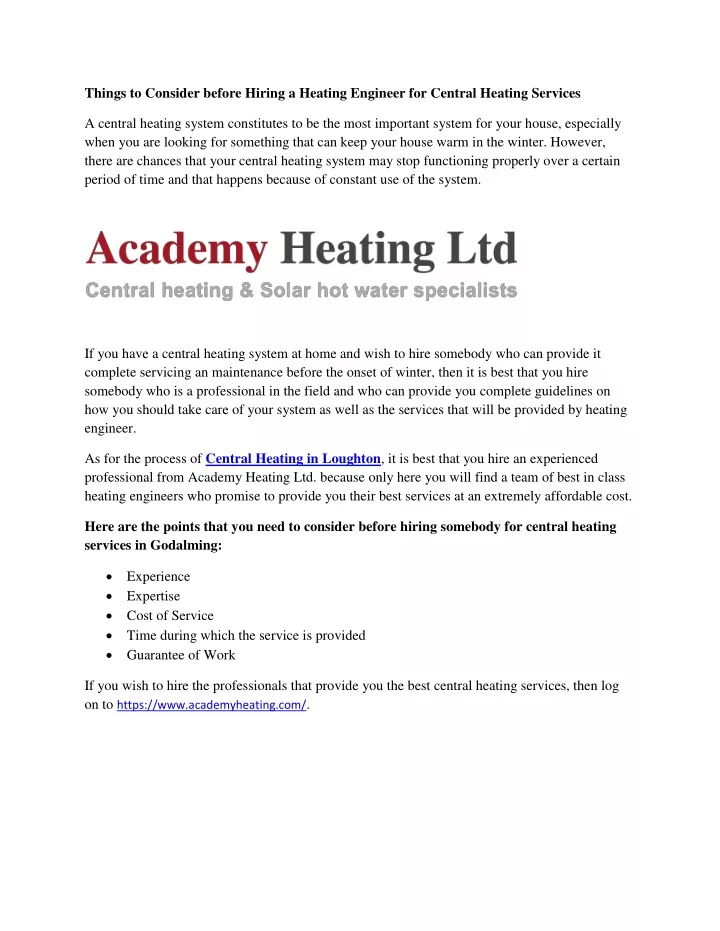 things to consider before hiring a heating