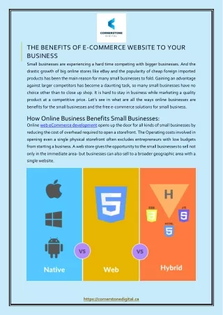 the benefits of e commerce website to your