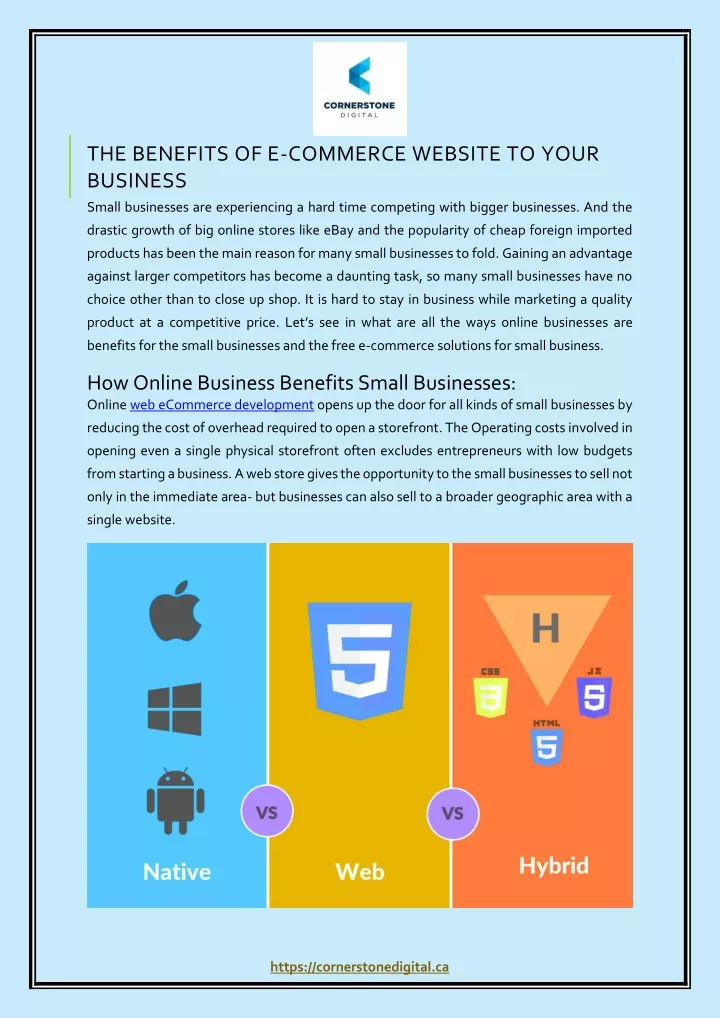 the benefits of e commerce website to your