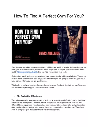 How  To Find Local Gyms in Adelaide