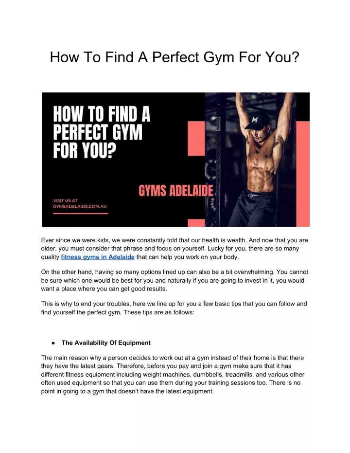 how to find a perfect gym for you
