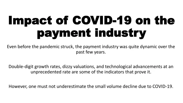 impact of covid 19 on the payment industry