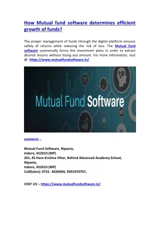 How Mutual fund software determines efficient growth of funds?