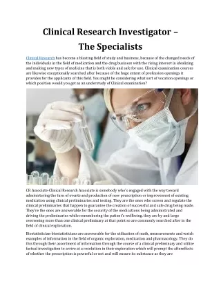 Clinical Research Investigator –  The Specialists
