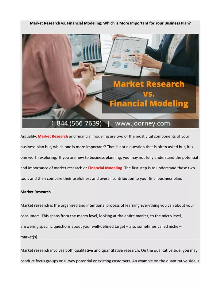 market research vs financial modeling which