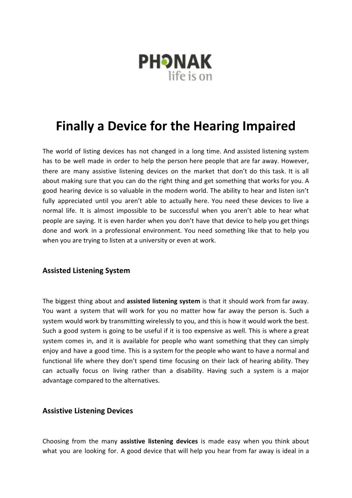finally a device for the hearing impaired