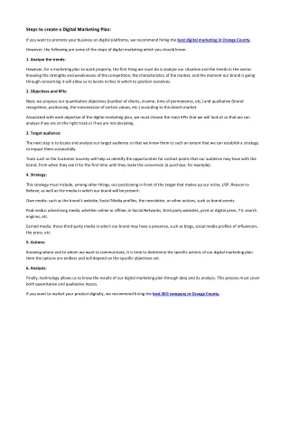 steps to create a digital marketing plan