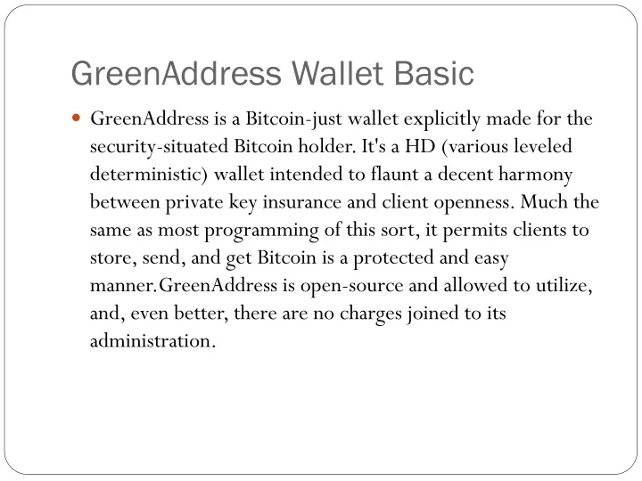 greenaddress wallet basic
