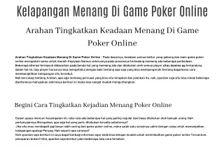 Arahan Tingkatkan Kelapangan Menang Di Game Poker Online