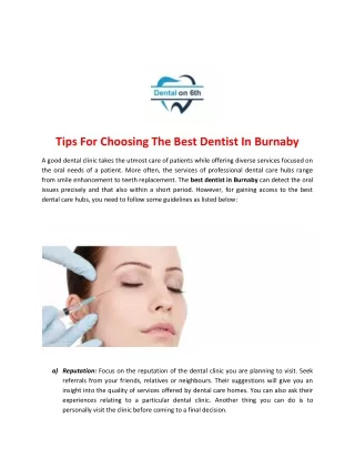 Tips For Choosing The Best Dentist In Burnaby