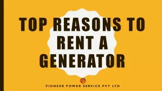 Top Reasons to Rent a Generator
