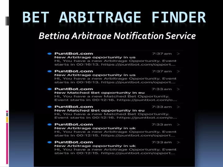betting arbitrage notification service