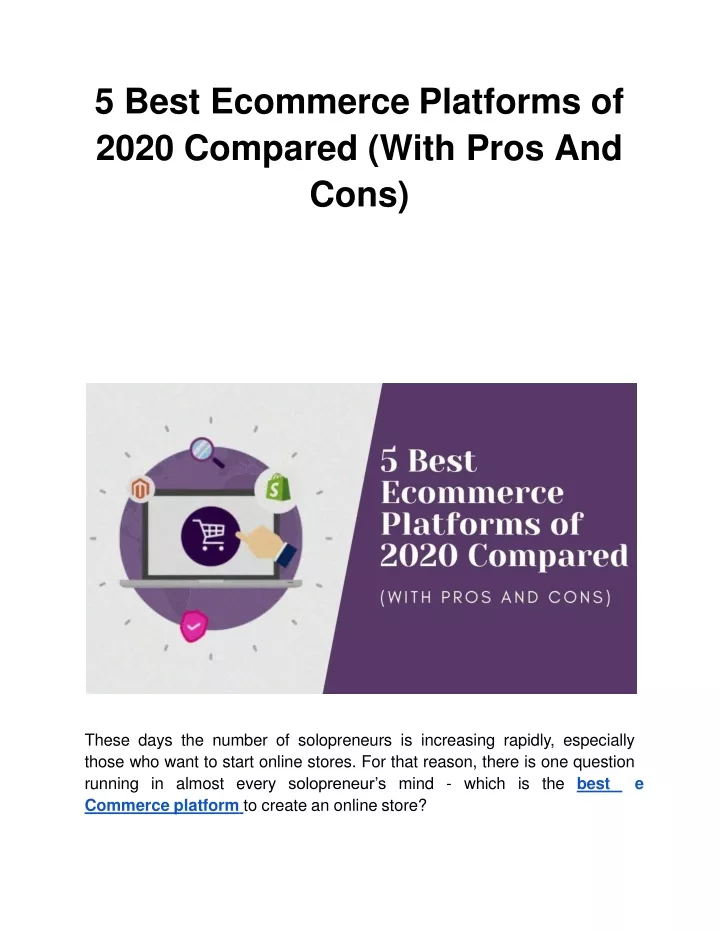 5 best ecommerce platforms of 2020 compared with pros and cons