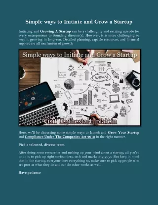 simple ways to initiate and grow a startup