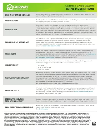 common credit related terms definitions