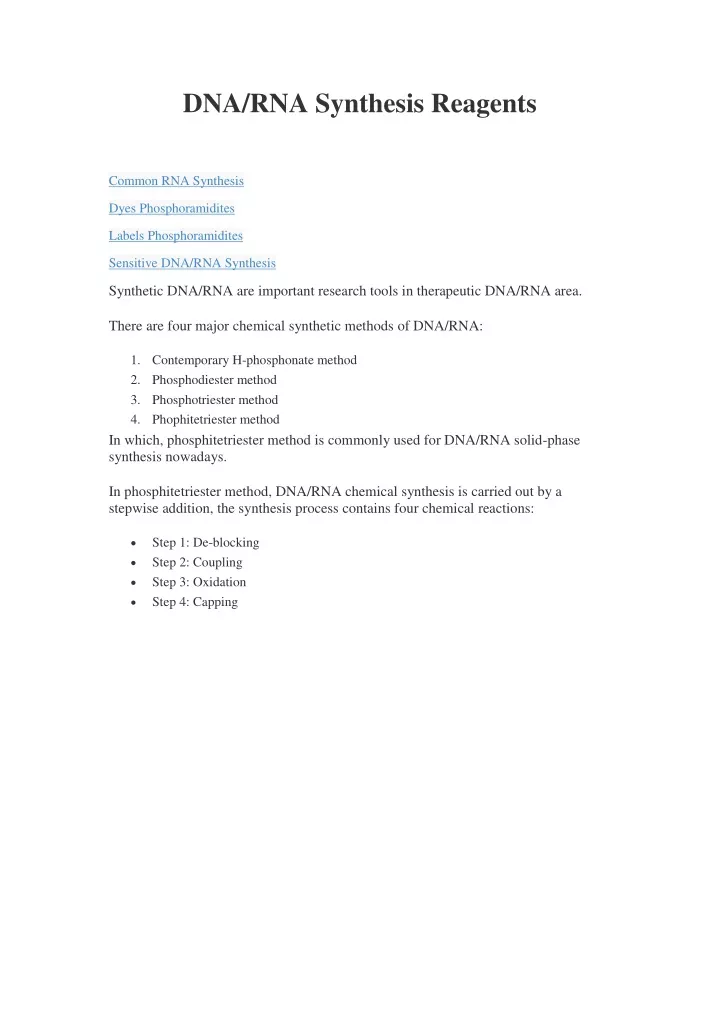 dna rna synthesis reagents