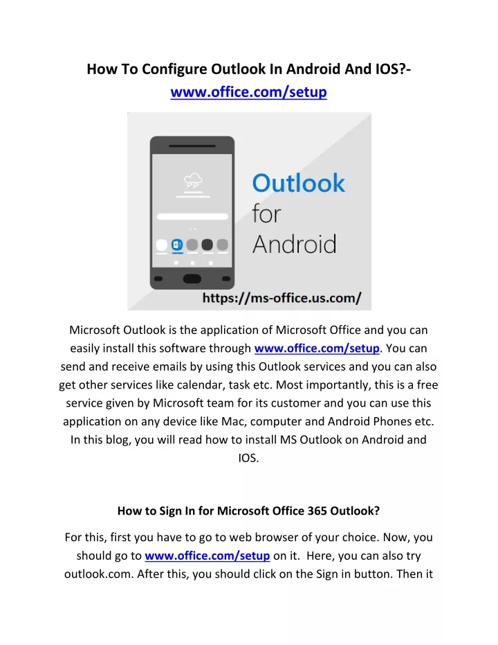 how to configure outlook in android