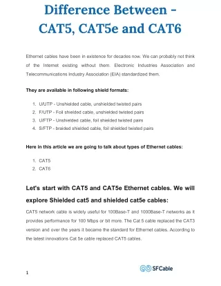 difference between cat5 cat5e and cat6