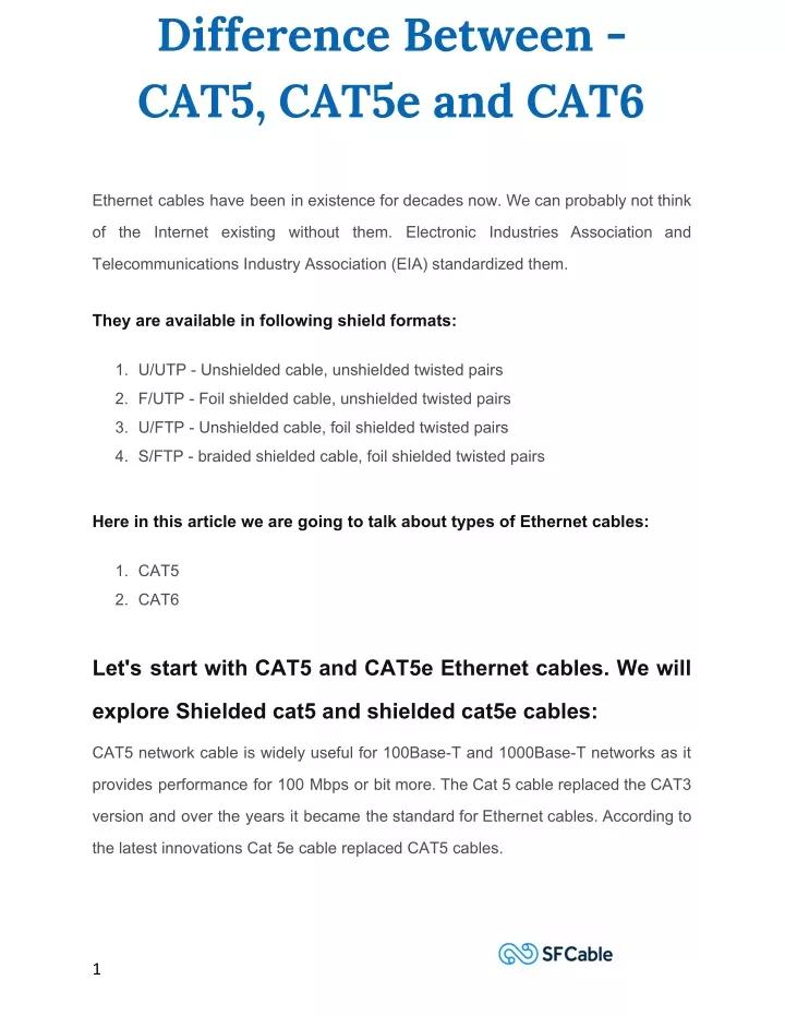 difference between cat5 cat5e and cat6
