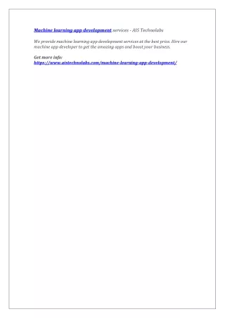 machine learning app development services