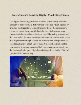 New Jersey’s Leading Digital Marketing Firms