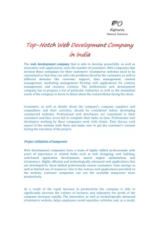 Top-Notch Web Development Company in India