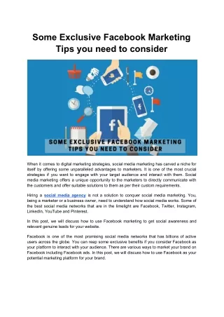 some exclusive facebook marketing tips you need