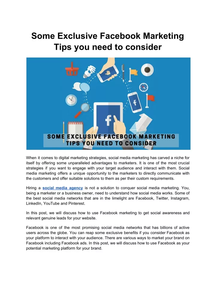 some exclusive facebook marketing tips you need